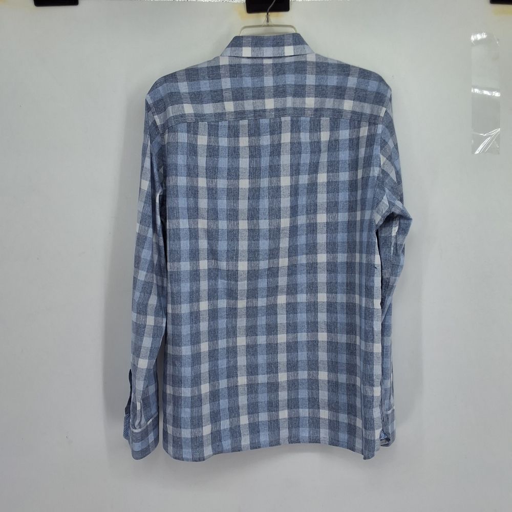 Johnston & Murphy Men's Blue and White Checkered Shirt - Picture 5 of 5